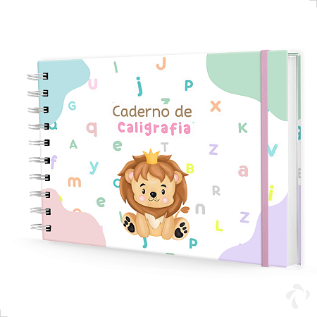Caderno De Caligrafia c/ Atividades Capa Dura Menina Leão