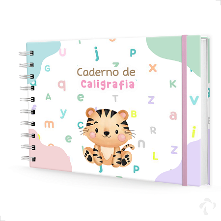 Caderno De Caligrafia c/ Atividades Capa Dura Menina Tigre
