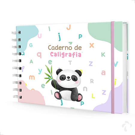 Caderno De Caligrafia c/ Atividades Capa Dura Menina Panda