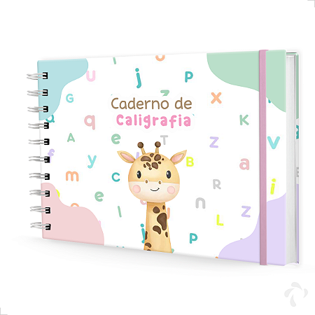 Caderno De Caligrafia c/ Atividades Capa Dura Menina Girafa