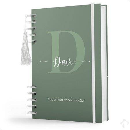 Caderneta De Vacinação Menino Personalizada com Nome Capa Dura Versão Atualizada Minimalista Verde