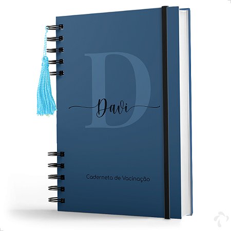 Caderneta De Vacinação Menino Personalizada com Nome Capa Dura Versão Atualizada Minimalista Azul Escuro