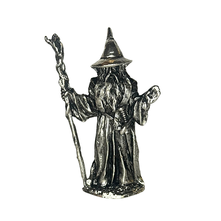 Mago Merlin Cajado Proteção Espiritual Estanho 7cm
