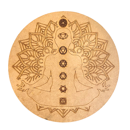 Placa de Madeira Meditação - Chakras