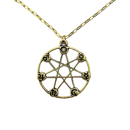 Colar Talismã Heptagrama Estrela de Sete Pontas