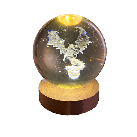 Luminária em Vidro - Dragão do Universo