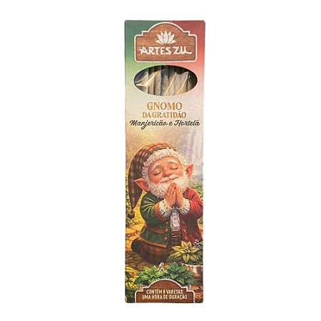 Incenso Linha Gnomos - Gnomo da Gratidão, Manjericão e Hortelã