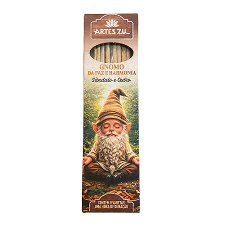 Incenso Linha Gnomos - Gnomo da Paz e Harmonia, Sândalo e Cedro