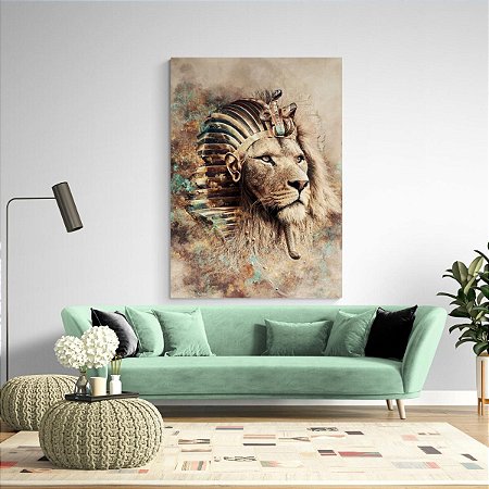 Quadro Decorativo Leão Faraó Luxo