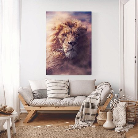 Quadro Decorativo Leão Rosto Épico no Céu