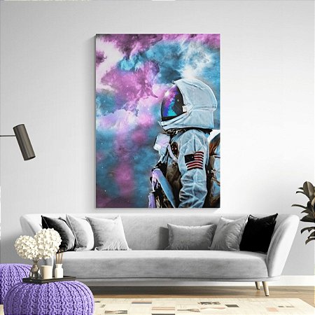 Quadro Decorativo Astronauta Aurora Boreal Luxo