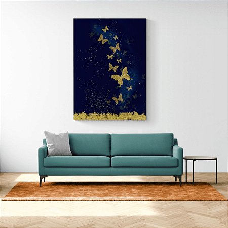 Quadro Decorativo Borboletas Mágicas Douradas Luxo