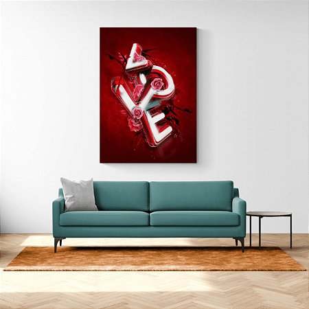 Quadro Decorativo Love Rosas Luxo