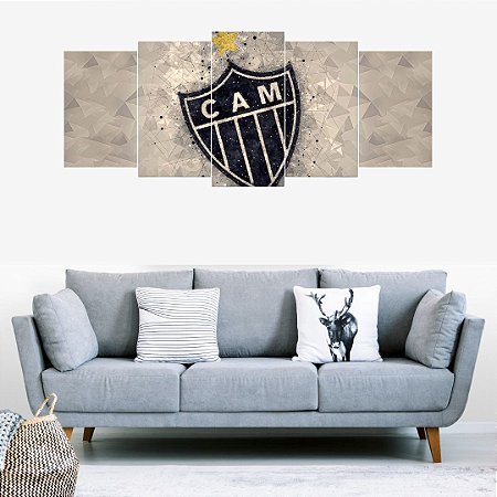 Quadro Decorativo Escudo Atlético Mineiro Mosaico 5 peças 1,90mt