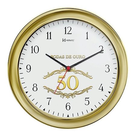 Relógio De Parede Decorativo Bodas De Ouro Herweg