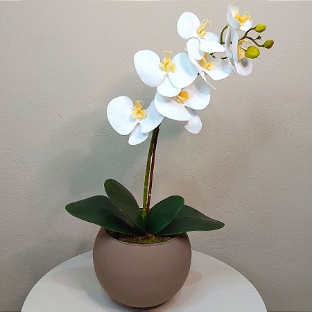 Arranjo de Orquídea Branca de Silicone Artificial vaso de vidro fosco - Ivy  Flores e Presentes