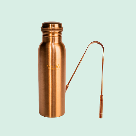 Kit Garrafa De Cobre + Raspador De Língua