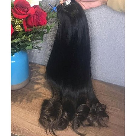 mega hair preto ondulado 65 cm - Rapunzel mega