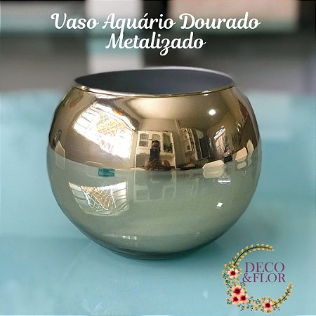 Vaso Vidro Metalizado-15x18 cm-Decoração de festas