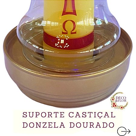 Porta Velas Alumínio Dourado para Castiçal Donzela