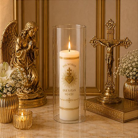 Tubo Vazado Castiçal 20X11 CM Porta Velas Vidro Transparente QUANTIDADE:UM