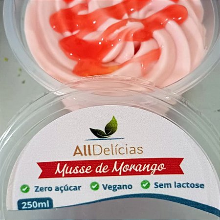 MUSSE MORANGO ZERO (3 unidades - aproximadamente 250ml cada)