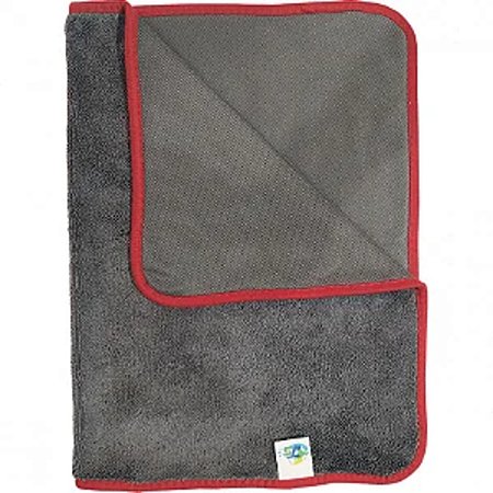 TOALHA CINZA BORDA VERMELHA SECAGEM 60X90- JS IMPORTADORA