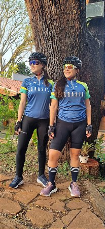 CAMISA CICLISMO FEMININA BANDEIRA DO BRASIL BE FAST