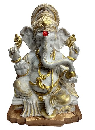 Imagem De Ganesha Sentado Dourado Decoração Hinduismo