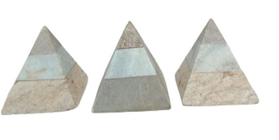 Trio de Pirâmide De Pedra Sabão Em Pedra Sabão