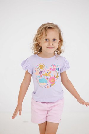 CAMISETA CRIAÇÃO CORAÇÃO - INFANTIL - LILÁS