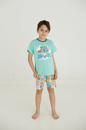 Pijama Curto Infantil Pai Nosso – Brilha no Escuro - Verde