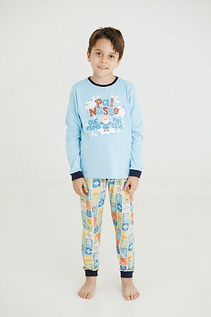 Pijama Longo Infantil Pai Nosso – Brilha no Escuro - Azul