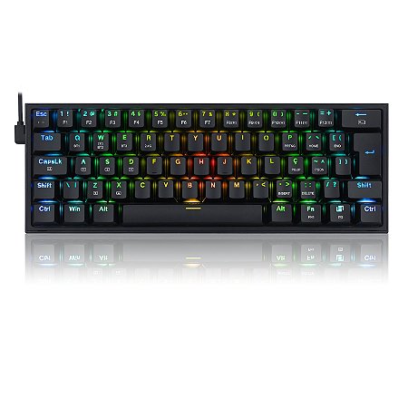 Teclado Mecanico Gamer Fizz PRO Redragon Preto switch azul