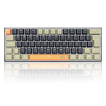 Teclado Redragon Lakshmi ABNT2 Laranja Preto Switch Brown