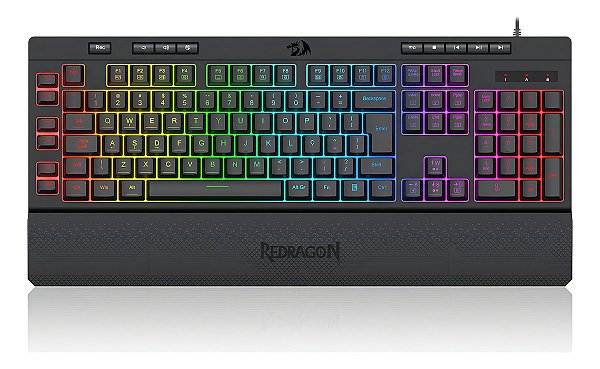 Teclado Gamer Membrana Redragon Shiva V2 RGB Preto Com Fio