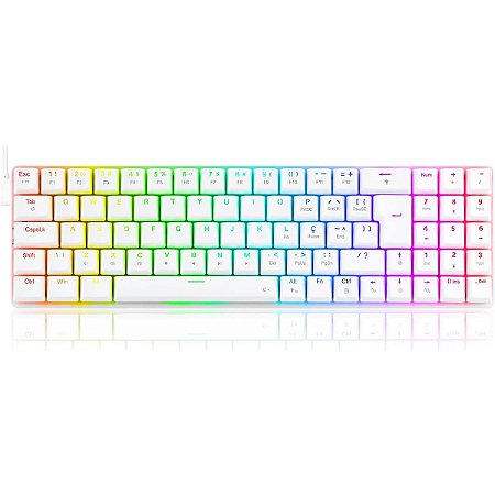 Teclado Gamer Redragon Ashe 75% RGB ABNT2 Branco Switch Azul