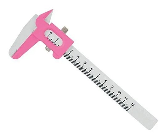 PAQUÍMETRO COM TRAVA DE METAL 12 CM- ROSA C/BRANCO
