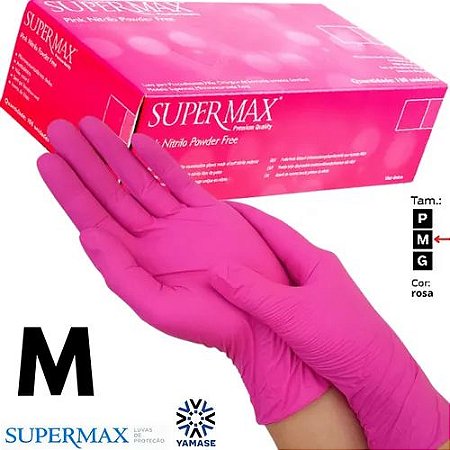 LUVA DESCARTÁVEL SUPERMAX ROSA - TAM M - Love Micro