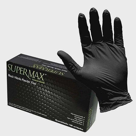 LUVA DESCARTÁVEL SUPERMAX PRETA - TAM P