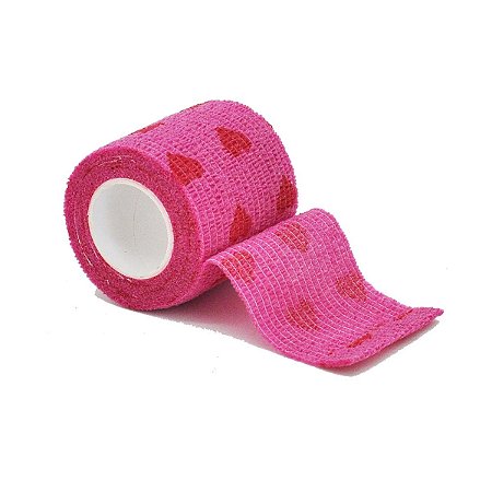 BANDAGEM ELÁSTICA ROSA COM CORAÇÕES