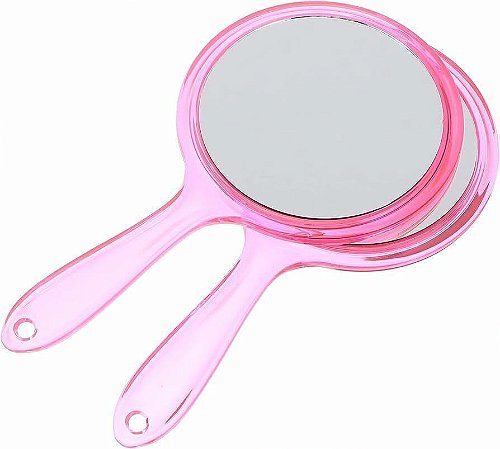 ESPELHO DE MÃO REDONDO DUPLA FACE ROSA- COM ZOOM G