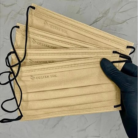 Máscara Descartável Bege  Destak Sul -Pacote com 10 - Un
