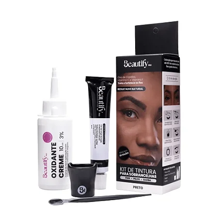 Kit Tintura Para Sobrancelhas, Fios, Pelos Beautify 10g Preto
