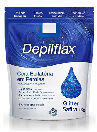 Cera Depilflax Glitter Safira Perolas 1Kg