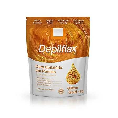 Cera Depilflax Glitter Gold Perolas 1Kg