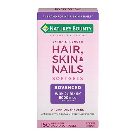 HAIR, SKIN & NAILS NATURE'S BOUNTY 2X MAIS BIOTINA 150 SOFTGELS