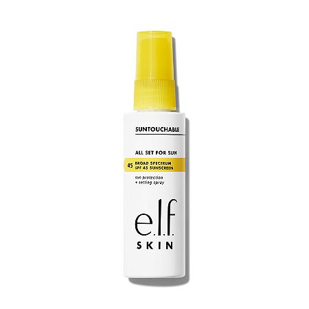 Protetor solar FPS 45 spray fixador de maquiagem transparente