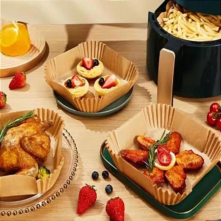 Forma Airfryer Descartavel Antiaderente de Papel Cozinha Redondo Fritadeira  Cozimento Protetor Tapet