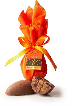 Ovinho de Chocolate Ao Leite recheado com Pedaços de Damasco 140g